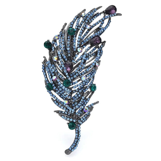Luxe Blue Feather Brooch