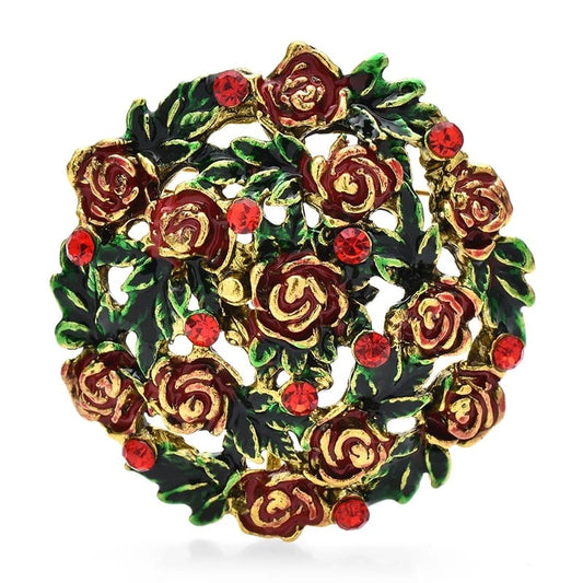 Rose Flower Wreath Brooch