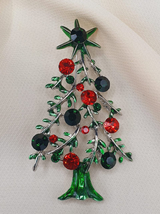 Green Christmas Tree Brooch