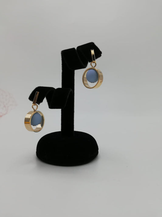 Gold ring and blue Earrings